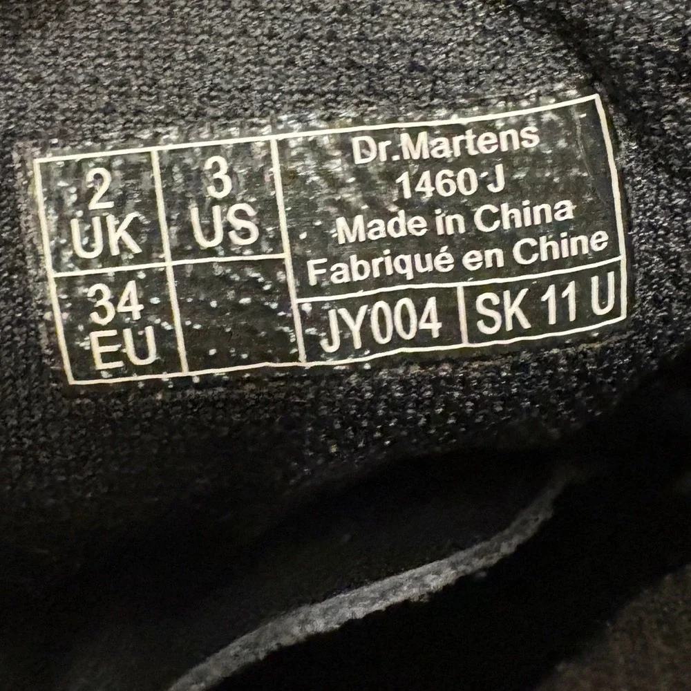Dr. Martens Junior 1460 Softy T Black Leather Lace Up Combat Boots Unisex Kids 3